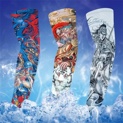 1 Pair Ice Silk Sun Protection Sleeves Tattoo Arm Sleeves Hand Sleeves Sun-shading Anti-uv Sleeves
