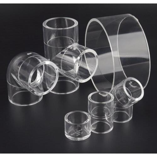 1pc Hi-Quality 20~32mm Transparent Pipe Fittings Aquarium Fish Tank Plexiglass Pipe Joint Elbow Tee Clear Acrylic Pipe Connector