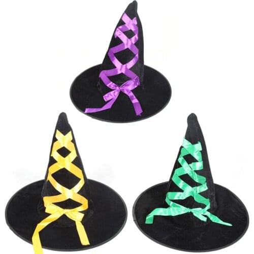 1PC Adult Wicked Witch Hat Halloween Cap Costume Accessory Halloween Costumes Decoration Party Supplies -35