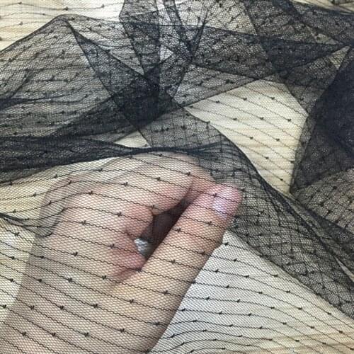 1Yard Black White Raindrops Jacquard Mesh Tulle Fabric High Quality Bridal Dress Wedding Decoration Baby Clothing Fabric