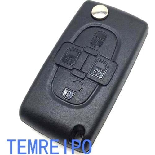 10pcs/lot Flip Remote Uncut Blade Remote Car Key Case Cover Shell Fob for Citroen 4 buttons key shell for Citroen c8