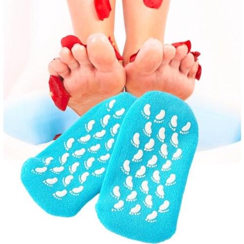 2 pcs/lot Cotton and Silicon Gel Moisturize Soften Repair Cracked Skin Gel Sock Skin Foot Care Tool Treatment Spa Sock new