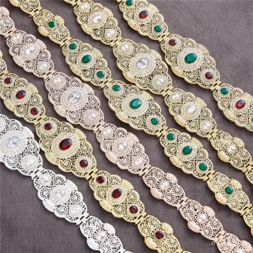 2021 Jul Moroccan Algeria Chic Caftan wedding gold and silver color Metal Luxury belt for Women Belt Chain Adjustable Length