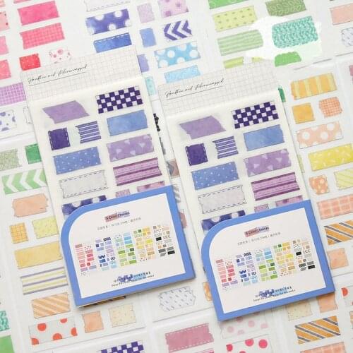 5 color series 15 sheets Cut Ins Lovely Geometry Washi Stickers Basic Gridding Colored Scrapbook Decorative Stickers Stationery