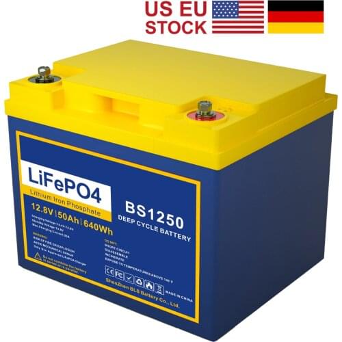 12V 50Ah LiFePO4 Deep Cycle Battery with 50A BMS Camp Replace Most of Backup Power Solar EV RV BOAT US EU DHL UPS Fast Ship