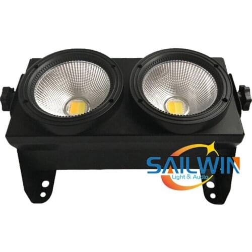 USD110/PC BIG SALE 2 Eyes 2X100W 2in1 Warmwhite/Coolwhite COB LED Blinder Light Audience Light Stage TV Studio Light Church