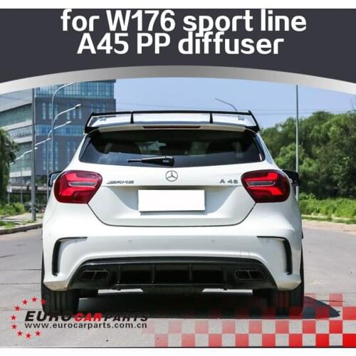 A45 diffuser fit for A-class W176 A200 A260 sport line to A45 diffuser for A45 16-17y A45 PP diffuser with exhaust tips