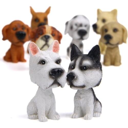 Simulation Smile Dog French Bulldog Siberian Husky Shaking Head Dolls Action Figures Toys Car Decoration Dolls Pet Dog 3D Models