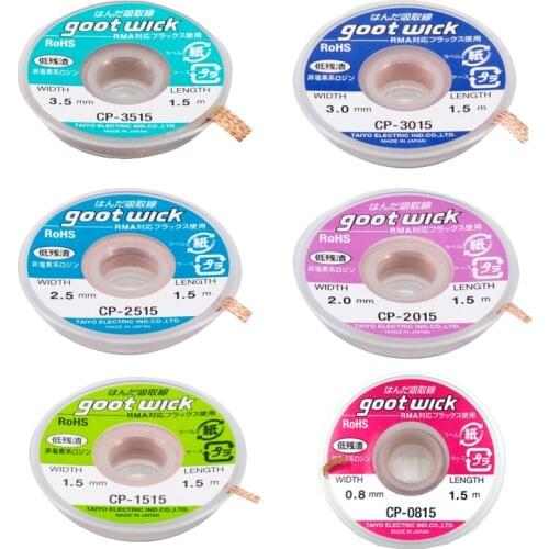 1 pcs Japan GOOT RoHS MSDS Desoldering Wick 1.5m Remove Solder for Repairing PCB RMA Precision Work with Non-chlorine Flux