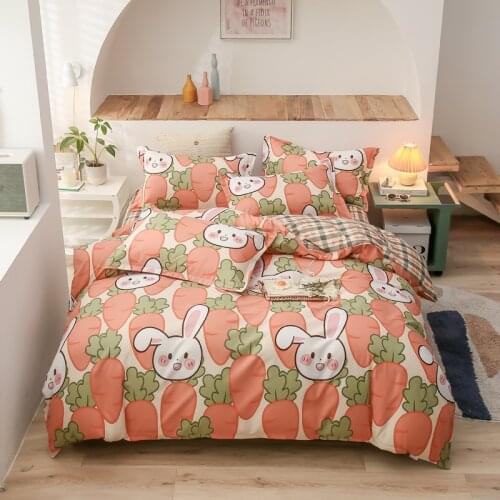 Cartoon Rabbit Pattern Bedding Sets,220x240 Duvet Cover Set With Pillowcase ,200x200 Quilt Cover , King Size Blanket Set
