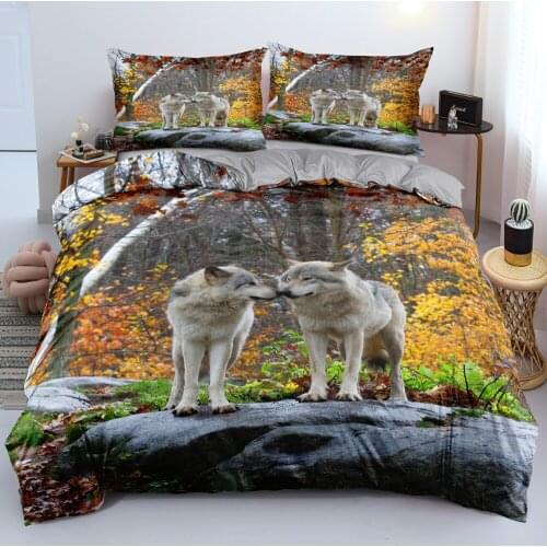 3D Custom Design Quilt Covers Sets Comforter Covers Pillow Shames Set Twin King Queen Double Single Size Gray Wolf Bedclothes