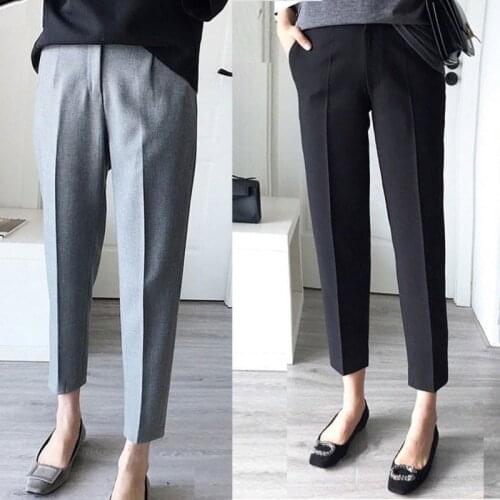 OIONINOS Suit Pants Female Summer Nine Pants Korean Version Of The Loose Student Straight/ Pipe/Casual/Feet Pants