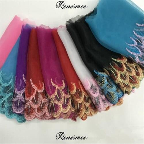 Delicate 5Yards Colorful Gold Line Mesh Peacock Feather Lace Home Textile Embroidery Car Doll Clothing Accessories 21CM SX251