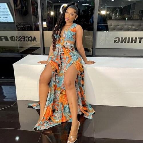 Summer Womens New Fashion Floral Sexy Hollow Dress V-neck Bohemian Dresses for Women Beach Wear Drop Shipping