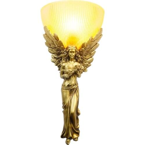 European retro angel wall lamp creative light luxury corridor staircase decorative ornament high quality resin bedroom decor