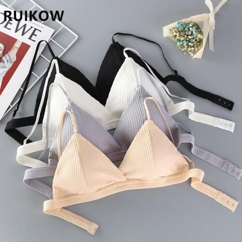Pure Cotton French Design Triangle Cup Women Sexy Bras Seamless Single Breasted Tube Tops Girls Underwear Fitness Bustier Tops