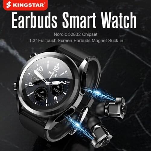 KINGSTAR Earphones Smart Bluetooth Watch Headset two in One Music Heart Rate Sphygmomanometer Step Watch Earbuds