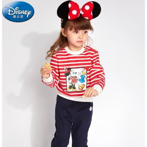New Disney Authentic 2021 Baby Girl Suits Minnie Long Sleeve Sweatshirt And Long Pants Children Spring Autumn Kwaii Clothing Set