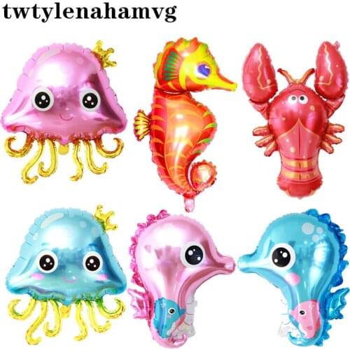 New Marine Animal Cartoon Toy Aluminum Film Balloon Summer Seaside Game Photo Props Aquarium Kid Party Decoration Helium Ball