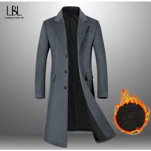 New Mens Casual Wool Blend Thick Coats Solid Color Man Wool Jackets High Quality Male Fashion Slim Overcoats 2021 Autumn Winter