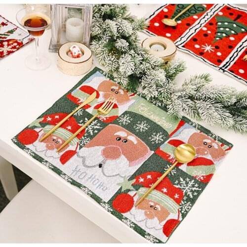 New Year 2021 Christmas Tree Tablecloth Color Elk Table Mat Christmas Knitted Cloth Placemat Home Decoration for Christmas
