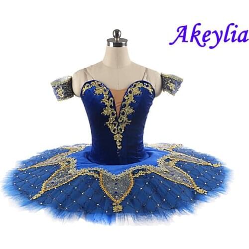 Professional ballet tutu royal blue for girls YAGP Ballet tutu La Esmeralda red women performance tutus stage velvet Peacock