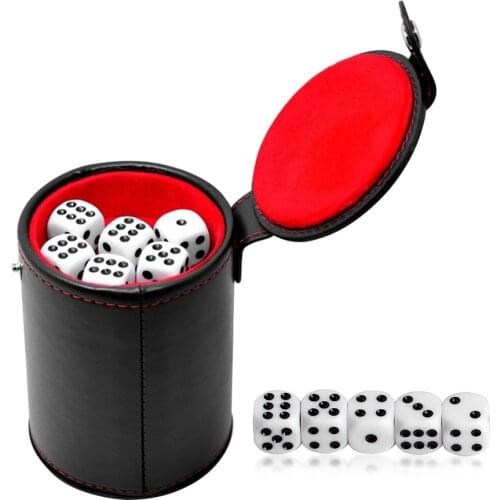 Entertainment Dice Cup Game Supplies Leather PVC Dice Cup for Bar KTV Entertainment with 10 Dices Playing Board Games