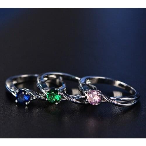 Retro Fine Trendy Engagement CZ Crystal Ring Fashion Women Silver Plated Color Zircon Tree Branch Ring Charm Lady Party Jewelry
