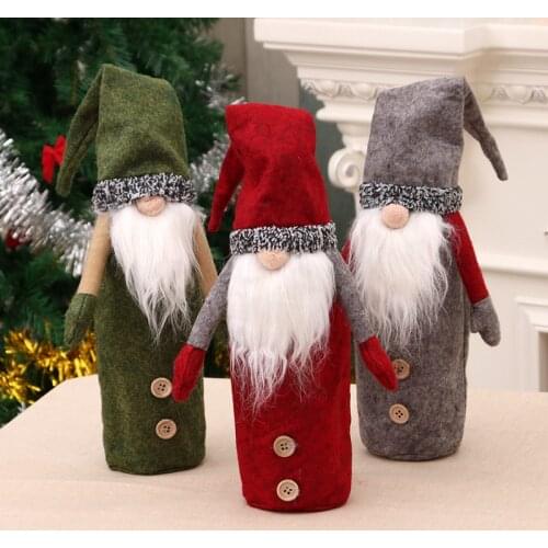 Christmas decorations Wine Bottle Cover Merry Christmas Decor For Home Christmas Table Decor Xmas Gift faceless Doll decor