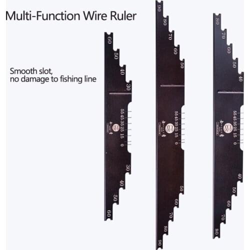 RQNQ 1 PCS High-quality wooden multi-function fishing line ruler with fishing hook wire line measurement board ruler fish gear