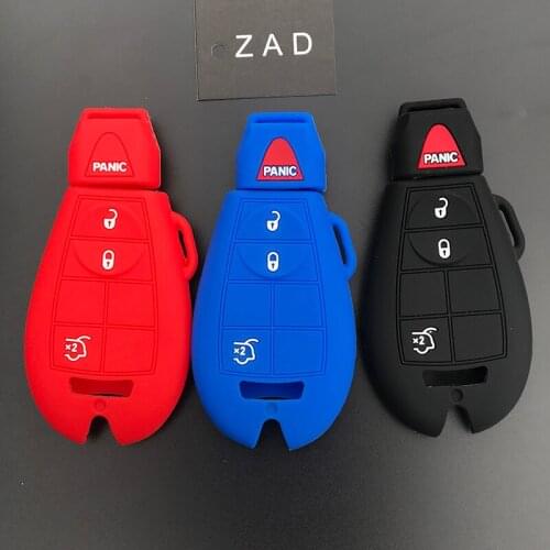 ZAD Silicone Car Key Case Cover Fob For Jeep Commander Grand Cherokee For Dodge for Chrysler Keyless Protect bag car accessor