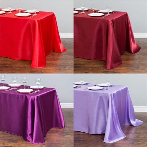 Satin Table Cloth For Wedding Party Banquet Decoration Rectangular Hotel Tablecloth Table Cover Table Topper Overlay