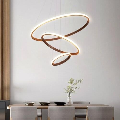 Brown/white Modern led pendant lights for living room dining room kitchen hanglamp Circle Rings aluminum pendant Lamp fixtures