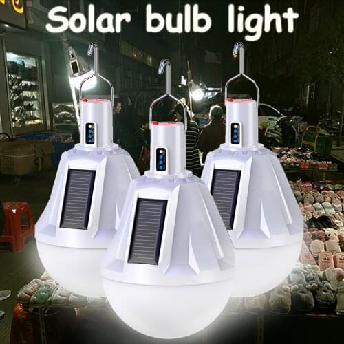 LED Lamp Bulbs Solar Charging Bulb Outdoor Mobile Night Market Stall Lamp With Built in Battery LED Solar bulb Lamp With Hook