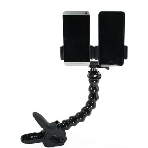 Dual Device Desk Clamp Setup for smartphone camera flash, Video Recording, Etc