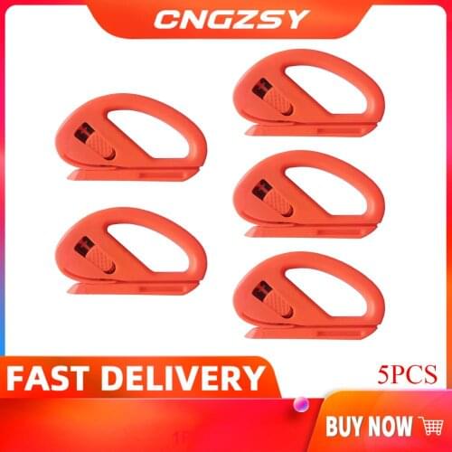 5pcs Car Vehicle Snitty Carbon Fiber Vinyl Film Knife Sticker Wrap Safety Cutter Recycling Blade Car Styling Cutting Tools 5E11