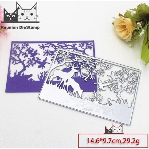 Reunion Christmas deer tree bird background Metal Cutting Dies DIY Scrapbooking Paper Photo Album Crafts Die Cut Punch Stencils