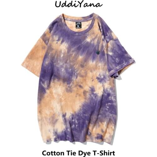 2021 Summer Fashion Womens Vintage Tie Dye T-Shirt Cotton Oversized Tops Mens Sweatshirt Skateboard T-Shirt Embroidery Clothes