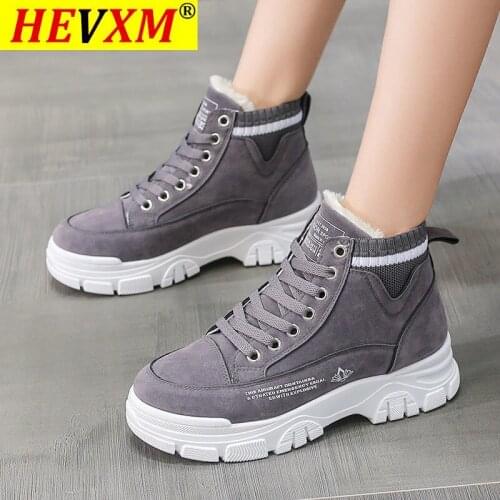 Women Snow Boots Warm Winter Thick Bottom Velvet Cotton Shoes Plus Size Cross-tied Round Toe Square Heel Botas Mujer