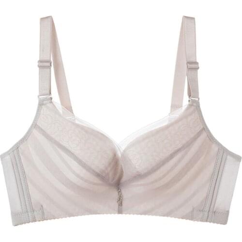 Women Large Size Underwear Bras Wire Free Embroidery Ladies Brassiere Ultra-thin Non-sponge Comfortable Push Up Bra