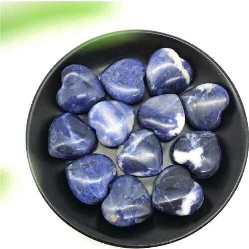 1pc Natural Blue Sodalite Heart Shaped Crystal Gemstone Healing Chakra Polished Natural Stones and Minerals