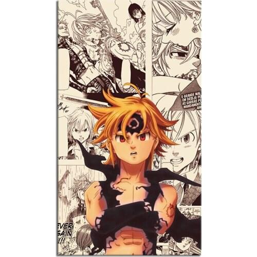 1 Piece The Seven Deadly Sins Anime Figure Dragons Sin of Wrath Meliodas Cartoon Painting Artwork Wall Picture Livingroom Decor