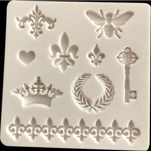 1PC Chocolate baking Sugar silicone mold bee crown key lace love EEC FDA chocolate mold cake drum cake decoration baking tool