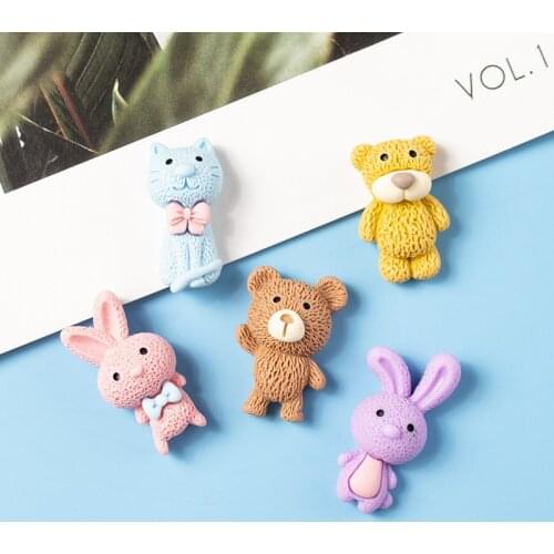 10Pcs Kawaii Cartoon Rabbit Bear Flat back Resin Cabochons Embellishments for Phone Case Decoration DIY Scrapbooking Accessories