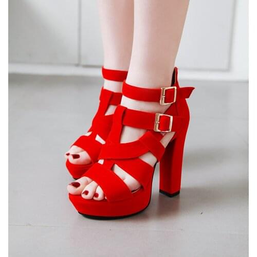 2021 Ankle Strap Cross Tied Design High Heel Sandals Women Party Wedding Ladies Platform Shoes Summer Black Red