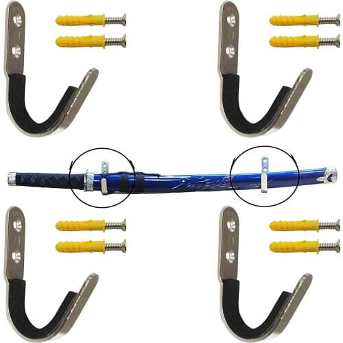 AUXPhome 4 Piece Wall Display Sword Rack Sword Holder Sword Stand Sword Bracket Hanger Hanging Hooks for Wall mounting - Holds T