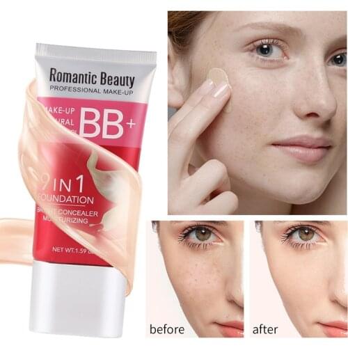 1Pc 45g BB Cream Face Foundation Sun Block Long Lasting Moisturizing Ance Cover Black Spot Correct Complexion Control Oil