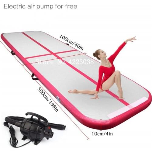 Free Shipping 5*1*0.1m Inflatable Gymnastics AirTrack Tumbling Air Track Floor Trampoline for Home Use/Training/Cheerleading