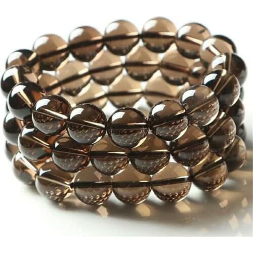 12mm Genuine Brown Natural Smoky Crystal Quartz Round Bead Stretch Bracelets Women Female Men AAAA Only One Bracelet