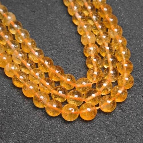 Natural Citrine Crystal Beads yellow Crystal Beads For Jewelry Making DIY 6/8/10 /12 mm Strand 15.5